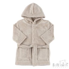 FBR305-BI: Biscuit Animal Embossed Hooded Robe (0-6 Months)